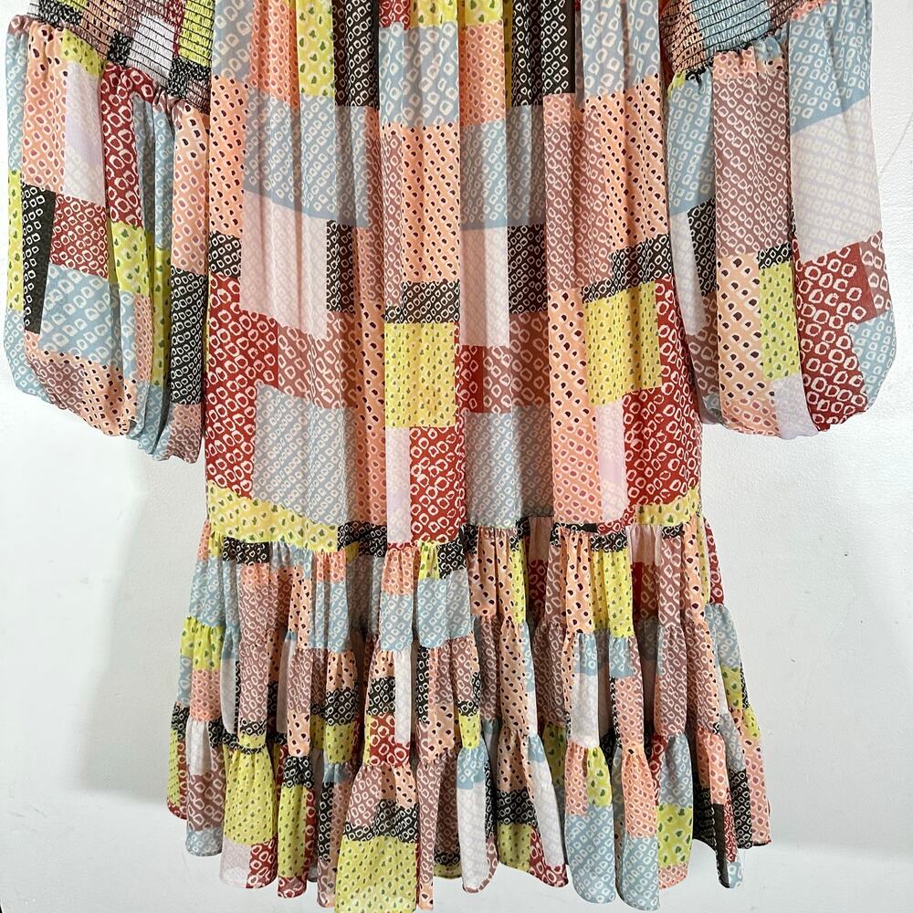 Cinq A Sept Patchwork Rika Swing Dress Womans 6 whimsy babydoll - Picture 6 of 16